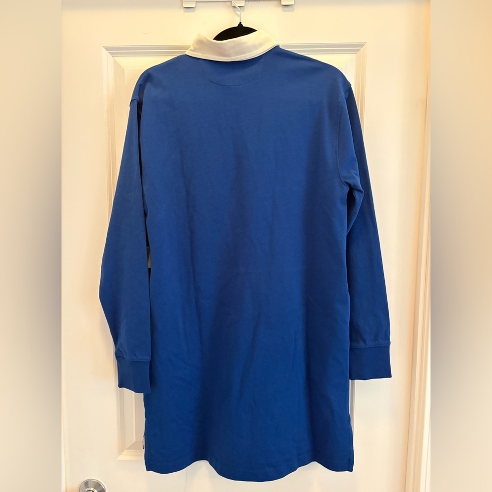 Guess Jeans Polo Sweatshirt Mini Dress Size S Blue White Logo Long Sleeve - Picture 7 of 15